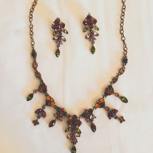 Colorful Simulated Stone Necklace Set 17"